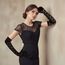 Lusofie Schwarze Spitze Handschuhe Lang für Damen Elegant Tee Party Lang Spitzenhandschuhe Schwarz 1920er Jahre Verlobungskleid Party Tanz Oper Halloween Schwarz Handschuhe für Damen