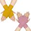 Dokpav Winter Fingerlose Fäustlinge Damen Wolle Warm Fingerhandschuhe Halb Strick Handschuhe (Gelb + Rosa)