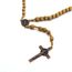 Runmeihe Katholisches Kreuz Rosenkranz Halskette, Naturholz Gebetskette mit Medaille Kreuz Jesus Christus Heiliger Benedikt, für katholische Christen Religiöse Kommunion, Taufe, Messe, Bibel