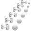 Yolev 6 Paar Dot Ohrstecker Schwarz Unisex Edelstahl Ohrringe Runde Flat Top Ohrringe Schwarz Set Damen Herren M?dchen (3mm-8mm) Halloween Punk Rock Ohrstecker (Silber flach)