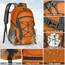 RAINSMORE Wanderrucksack Herren Damen 40L Wasserdichter Rucksack Leicht Groß Reiserucksack Trekkingrucksack mit Reflexstreifen Für Klettern Radfahren Bergsteigen Reisen Orange