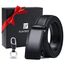 flintronic Herren Gürtel,Hochwertiges Leder material Ratsche Automatik Gürtel für Männer Ledergürtel Breite 3.5cm Länge 133CM-Schwarz (inkl Schlüsselbund & Geschenkbox)
