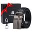 flintronic Herren Gürtel,Hochwertiges Leder material Ratsche Automatik Gürtel für Männer Ledergürtel Breite 3.5cm Länge 128CM-Schwarz (inkl Schlüsselbund & Geschenkbox)