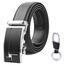 flintronic Herren Gürtel,Hochwertiges Leder material Ratsche Automatik Gürtel für Männer Ledergürtel Breite 3.5cm Länge 132CM-Schwarz (inkl Schlüsselbund & Geschenkbox)