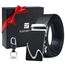 flintronic Herren Gürtel,Hochwertiges Leder material Ratsche Automatik Gürtel für Männer Ledergürtel Breite 3.5cm Länge 148CM-Schwarz (inkl Schlüsselbund & Geschenkbox)