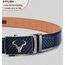 KEMISANT Ratsche Gürtel Mit Automatikschließe - Ledergürtel Für Herren Business Anzug, Breit 35mm, Größe Angepasst (Navy Blau-135cm/40-46" Taille Verstellbar)