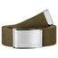 VINTAGE BASICS Unisex Stoffgürtel 130cm lang - 3,8cm breit - Herren und Damen Gürtel - Stufenlos verstellbarer Canvas Belt - Metallschnalle Grün/Military Olive