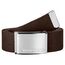 VINTAGE BASICS Unisex Stoffgürtel 130cm lang - 3,8cm breit - Herren und Damen Gürtel - Stufenlos verstellbarer Canvas Belt - Metallschnalle Dunkelbraun