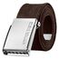 VINTAGE BASICS Unisex Stoffgürtel 130cm lang - 3,8cm breit - Herren und Damen Gürtel - Stufenlos verstellbarer Canvas Belt - Metallschnalle Dunkelbraun