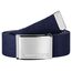 VINTAGE BASICS Unisex Stoffgürtel 130cm lang - 3,8cm breit - Herren und Damen Gürtel - Stufenlos verstellbarer Canvas Belt - Metallschnalle Blau