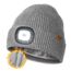 Wmcaps Mütze mit LED Licht, Wintermütze mit Dickem Warmen Futter, Integrierte Beleuchtete Type-C Wiederaufladbare Freihändige Stirnlampe, Geschenke für Männer Frauen, Grau