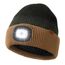 Wmcaps Mütze mit LED Licht, Wintermütze mit Dickem Warmen Futter, Integrierte Beleuchtete Type-C Wiederaufladbare Freihändige Stirnlampe, Geschenke für Männer Frauen,Batik Schwarzkhaki