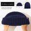 TOP-EX XL/XXL 100% Merino Wolle Fisherman Beanie Trawler Beanie Herren Damen Wintermuetze Strickmuetze Blau M/L