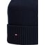 Tommy Hilfiger Herren Strickmütze Flag Cotton Beanie mit Kaschmir, Blau (Space Blue), Einheitsgröße