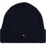 Tommy Hilfiger Herren Strickmütze Flag Cotton Beanie mit Kaschmir, Blau (Space Blue), Einheitsgröße