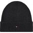 Tommy Hilfiger Herren Strickmütze Flag Cotton Beanie mit Kaschmir, Mehrfarbig (Charcoal Gray), Einheitsgröße