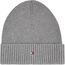 Tommy Hilfiger Herren Strickmütze Flag Cotton Beanie mit Kaschmir, Mehrfarbig (Mid Grey Heather), Einheitsgröße