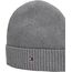 Tommy Hilfiger Herren Strickmütze Flag Cotton Beanie mit Kaschmir, Mehrfarbig (Mid Grey Heather), Einheitsgröße
