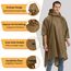 Opret Wasserdicht Regenponcho Damen Herren, Leicht Atmungsaktiv Regencape 3-in-1-Multifunktional Regenmantel Regenschutz Regen Poncho für Wandern und Camping-Khaki