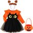 KYOEOE 3er Kürbis Kostüm Kinder Set,Halloween Kostüm Kleinkind Kürbis Kleid mit Haarreif ＆ Tasche,2-3 Jahre Kürbiskostüm Baby Mädchen Pumpkin Costume Halloween Fancy Dress Outfits Cosplay Kostüme