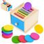 FCSONU Kinder Montessori Spielzeug ab 1 2 3 Jahre Jungen Mädchen, Holzspielzeug ab 1 Jahr, Farbe Sortierspiel Steckspiel Kinderspielzeug ab 2, Ostern Kindertag Geburtstag Geschenk für Baby Weihnachten