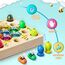 COOLJOYA Magnetische Angelspiel ab 2 Jahre, Montessori Spielzeug ab 2 Jahre, Baby Holzspielzeug, Motorikspielzeug Fische Angeln Spiel 2 3 Jahre Mädchen Junge Kinder, Ostern Geschenke Kinder