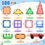 100 Magnetische Fliesen STEM Bauspielzeug mit 2 Autos, Sensorische Magnetische Bausteine für Kleinkinder und Kinder, Vorschule Montessori Spielzeug Geschenke für 3+ Jahre alte Jungen und Mädchen