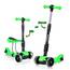 Yoleo 3-in-1 Kinderscooter Kinder Roller mit Abnehmbarem Sitz, PU Räder, Höheverstellbare Lenker für Kleinkinder Jungen Mädchen ab 2 Jahre (Grün)