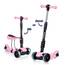 YOLEO 3-in-1 Kinder Roller Scooter mit Abnehmbarem Sitz, PU Räder, Höheverstellbare Lenker für Kleinkinder Jungen Mädchen ab 2 Jahre(Rosa)
