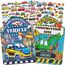 Elfew 2 Stück 3D Stickerbuch Wiederverwendbar für 2-4 Jährige, Puffy Sticker Kinder für Mädchen Jungen, 100+ Puffy Aufkleber Fahrzeuge und Bagger Kinder 2 Jahre, Geschenk 2 Jahre Junge