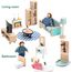 Giant bean Puppenhaus Möbel Holz Set, 36 Teilige Möbel mit 4 Familienpuppen, Puppen Zubehör Spielzeug für Jungen, Mädchen und Kleinkinder 3+ Jahren