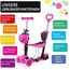 YOLEO 5-in-1 Kinder Roller Scooter mit Abnehmbarer Karikaturkorb Sitz Schubstange Große Räder Bequeme Rückenlehne Höheverstellbare Lenker für Kleinkinder Jungen Mädchen ab 2 Jahre (Rosa)