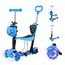 YOLEO 5-in-1 Kinder Roller Scooter mit Abnehmbarer Karikaturkorb Sitz Schubstange Große Räder Bequeme Rückenlehne Höheverstellbare Lenker für Kleinkinder Jungen Mädchen ab 2 Jahre (Blau)