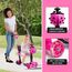 YOLEO 5-in-1 Kinder Roller Scooter mit Abnehmbarer Karikaturkorb Sitz Schubstange Große Räder Bequeme Rückenlehne Höheverstellbare Lenker für Kleinkinder Jungen Mädchen ab 2 Jahre (Rosa)