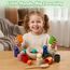 WOODENFUN Regenbogen Bälle in Tassen, Montessori Spielzeug für Kleinkinder, für 1 2 3Jahr, Vorschule, Holzspiele zum Lernen, Farbsortieren und Zählen (12-Farben)
