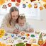 Aragallant 40STK Herbst Basteln fur Kinder, Holz Bastelset Herbst, Mit 4 Stilen Herbst Blätter Deko und Tier Deko, DIY Holz Fensterbilder Basteln für Kinder, Geschenke für Mädchen Jungen Kleinkinder