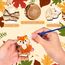 Aragallant 40STK Herbst Basteln fur Kinder, Holz Bastelset Herbst, Mit 4 Stilen Herbst Blätter Deko und Tier Deko, DIY Holz Fensterbilder Basteln für Kinder, Geschenke für Mädchen Jungen Kleinkinder
