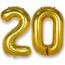 AULE Luftballon Zahl 20 Gold: XXL 101 cm Folienballon Geburtstag Gold 20 Jahre Zahlen 40 Zoll Helium Ballon Kinder Junge Mädchen Zahlenballon für Babyparty Jubiläum Deko