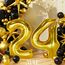 AULE Luftballon Zahl 24 Gold: XXL 101 cm Zahlen Folienballon Geburtstag Gold 42 Jahre 40 Zoll Helium Ballon Zahlenballon für Babyparty Jubiläum Deko