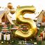 AULE Luftballon Zahl 5 Gold: XXL 101 cm Folienballon Geburtstag Gold 5 Jahre Zahlen 40 Zoll Helium Ballon Zahlenballon für Babyparty Jubiläum Deko
