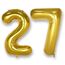 AULE Luftballon Zahl 27 Gold: XXL 101 cm Zahlen Folienballon Geburtstag Gold 72 Jahre 40 Zoll Helium Ballon Zahlenballon für Babyparty Jubiläum Deko