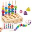 ZGIMI Montessori Spielzeug ab 3 4 5 Jahre Motorikspielzeug Fädelspiel Bausteine Sortierspiel für Kinder, Holz StapelspielFeinmotorik Lernspiele Geschenk für Baby Junge Mädchen （Mit Aufbewahrungsbox）