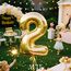 AULE Luftballon Zahl 2 Gold: XXL 101 cm Zahlen Folienballon Geburtstag Gold 2 Jahre 40 Zoll Helium Ballon Zahlenballon für Babyparty Jubiläum Deko