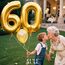 AULE Luftballon Zahl 60 Gold: XXL 101 cm Zahlen Folienballon Geburtstag Gold 60 Jahre 40 Zoll Helium Ballon Zahlenballon für Babyparty Jubiläum Deko