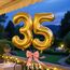 AULE Luftballon Zahl 35 Gold: XXL 101 cm Zahlen Folienballon Geburtstag Gold 53 Jahre 40 Zoll Helium Ballon Zahlenballon für Babyparty Jubiläum Deko