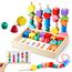 ZGIMI Montessori Spielzeug ab 3 4 5 Jahre Motorikspielzeug Fädelspiel Bausteine Sortierspiel für Kinder, Holz StapelspielFeinmotorik Lernspiele Geschenk für Baby Junge Mädchen （Mit Aufbewahrungsbox）