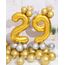 AULE Luftballon Zahl 29 Gold: XXL 101 cm Zahlen Folienballon Geburtstag Gold 92 Jahre 40 Zoll Helium Ballon Zahlenballon für Babyparty Jubiläum Deko
