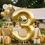 AULE Luftballon Zahl 3 Gold: XXL 101 cm Zahlen Folienballon Geburtstag Gold 3 Jahre 40 Zoll Helium Ballon Zahlenballon für Babyparty Jubiläum Deko