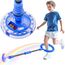 Hot Bee Kinder Blinkender Springring Fußkreisel mit Zähler, Timer, Kalorienzähler Spielzeug Geschenke für Junge Mädchen 6-12 Aufladbare Faltbar Swing Wheel mit Lichtrad Weihnachten, Geburtstag Blau