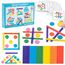 Jastown Rainbow Stick Puzzle Spiel,Montessori Spielzeug ab 3 4 5 6 Jahre,Tangram Kinder,Sensorische Feinmotorik Konzentrationsspiele Lernspiele ab 4 5 6 Jahre,Steckspiel Holzpuzzle Kinder
